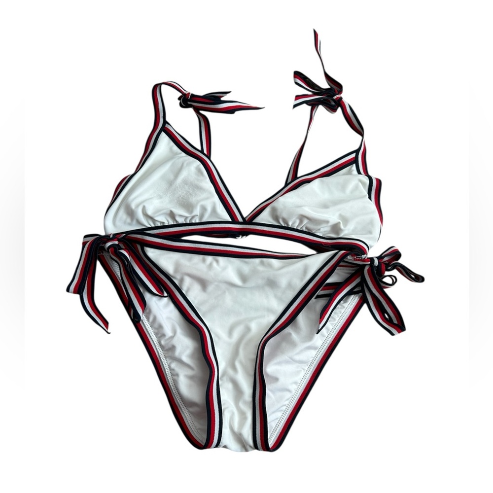 Tommy Hilfiger White Bikini with Red & Navy Trim